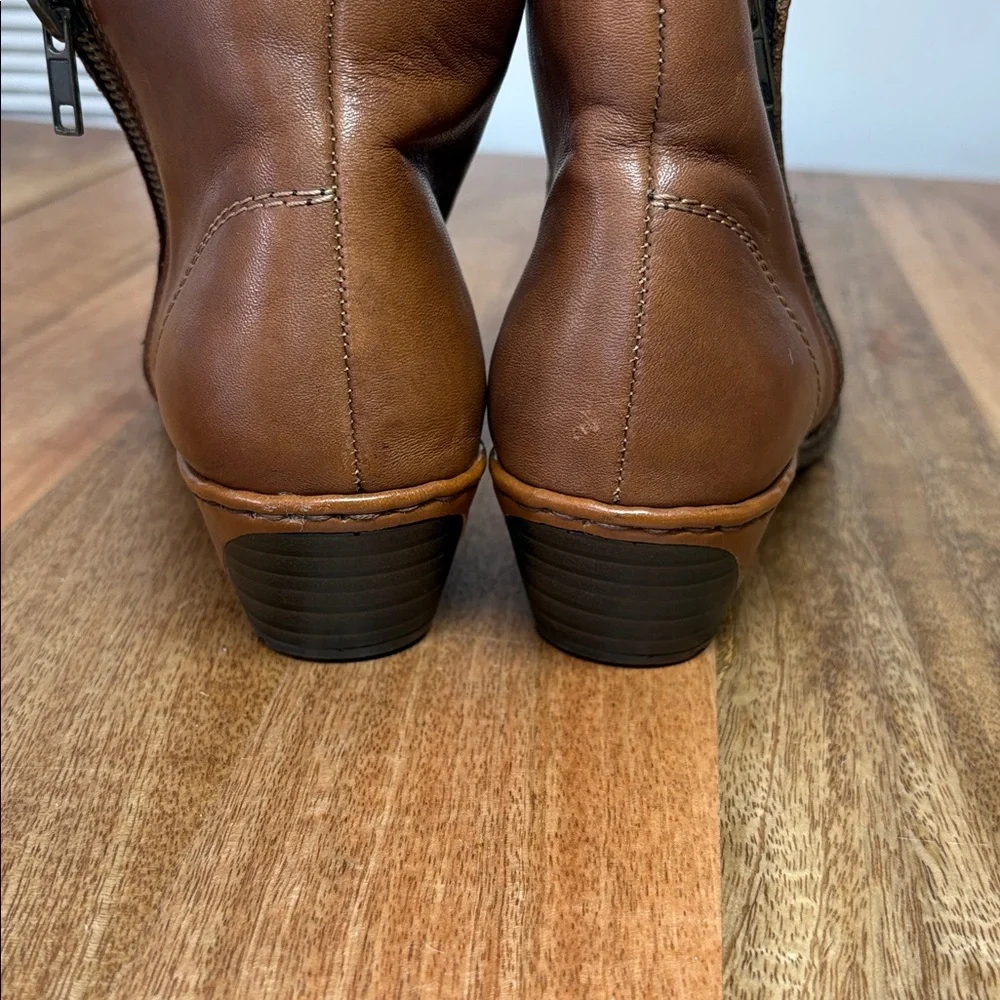 Reiker Brown Leather Lined Zipper Ankle Boots Size 41
